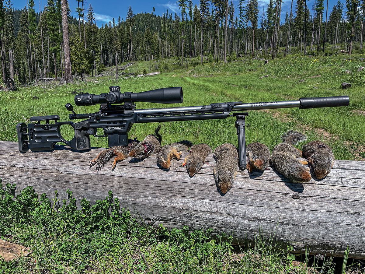 The MPA Matrix Pro PMR test rifle, at 20-plus pounds scoped, would make a poor choice for walkabout varmint shooting or coyote calling but was deadly when posted up over a ground squirrel colony.